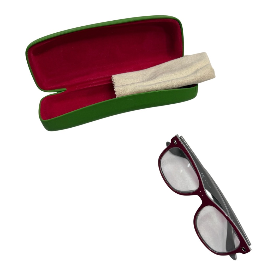 Ray-Ban Kids Eyeglasses Burgundy Grey Two-Tone Frames with Green Case